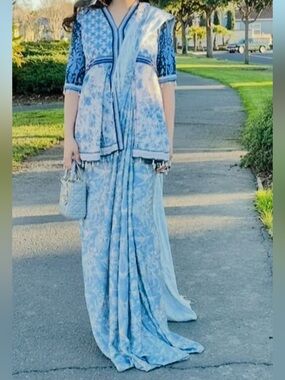 Saree style Dress with a blouse - Pakistani trendy dress